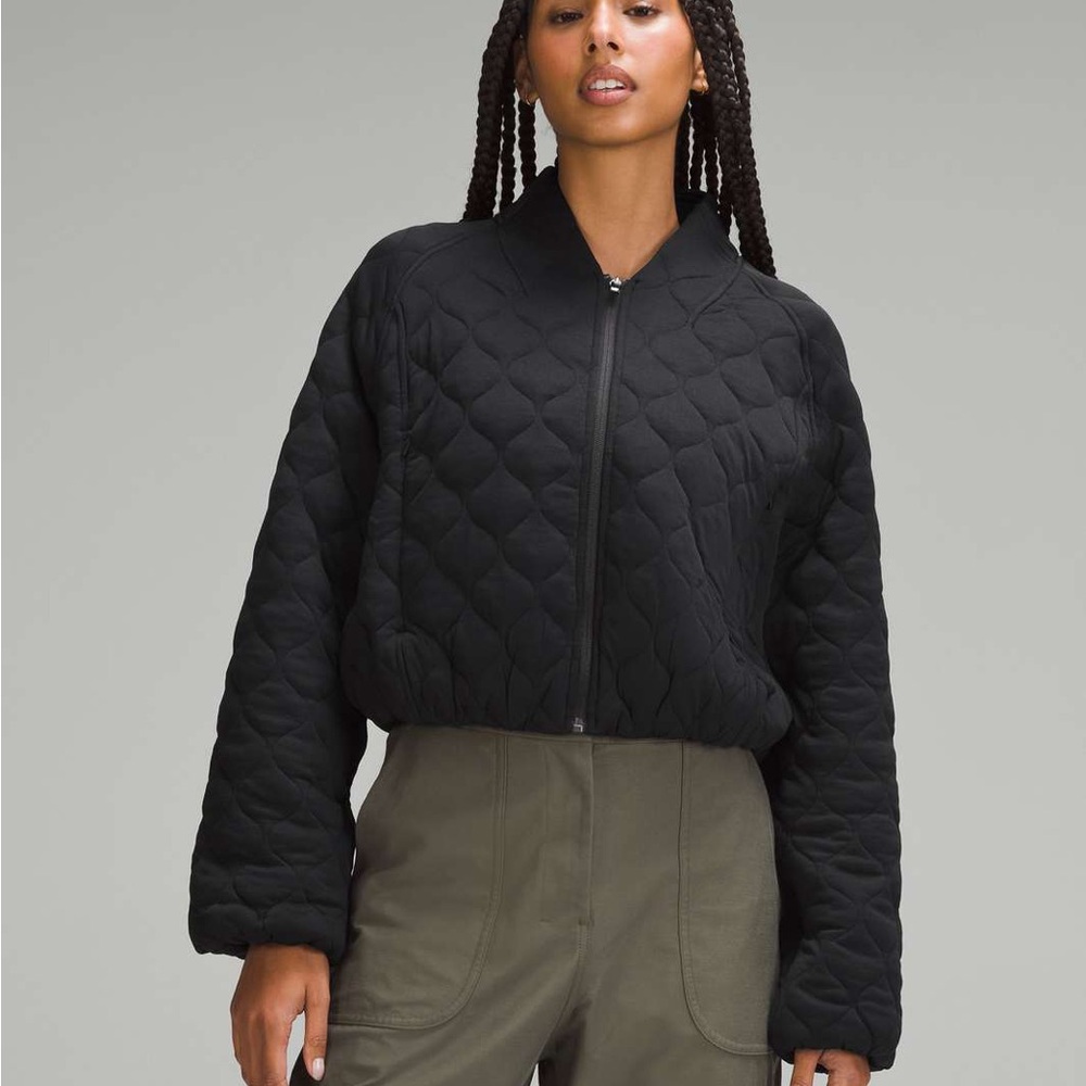 Lululemon Black Quilted Bomber Jacket Size 6